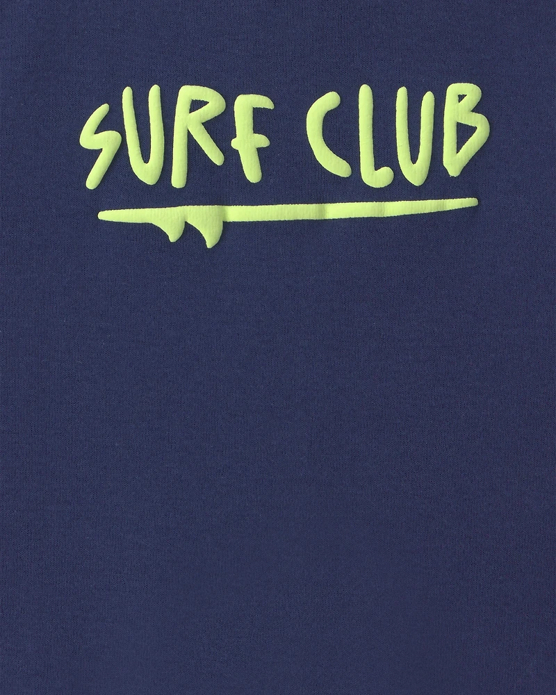 Baby Boy 'Surf Club' Short Sleeve Romper - Navy Blue