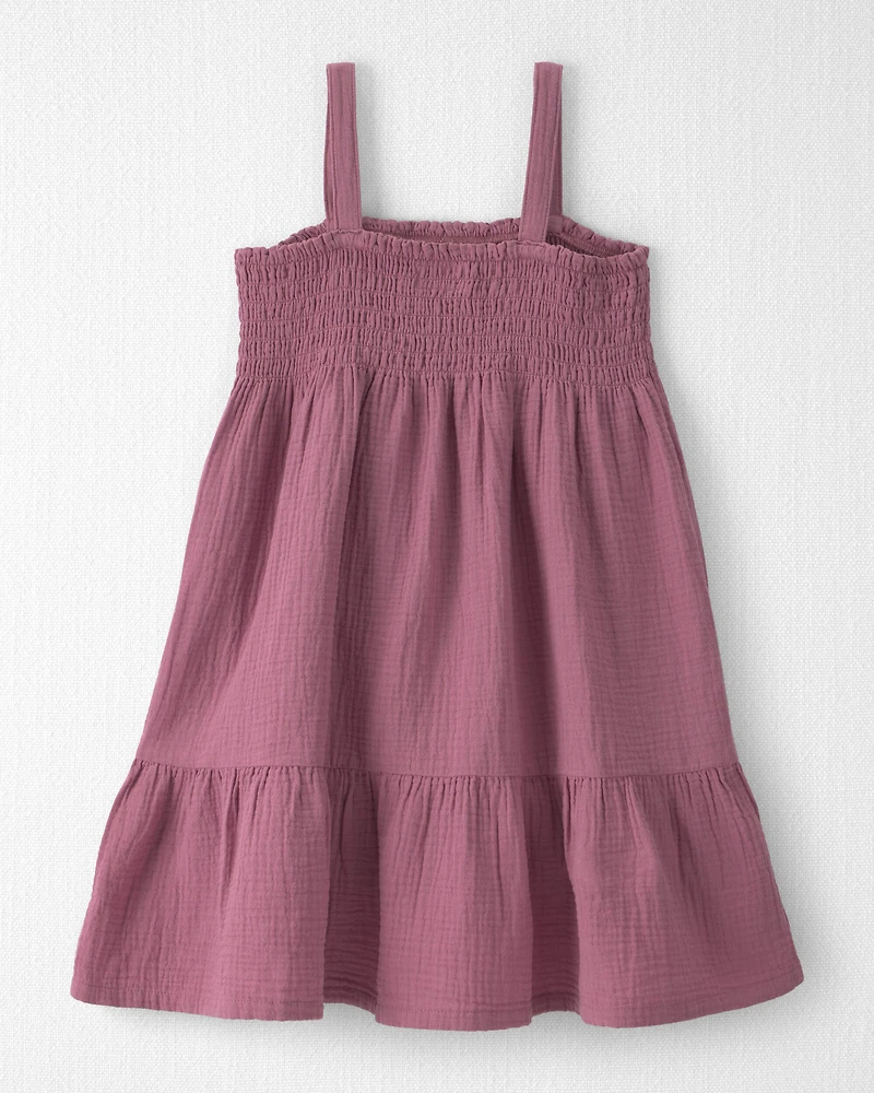 Girls Organic Cotton Smocked Gauze Dress