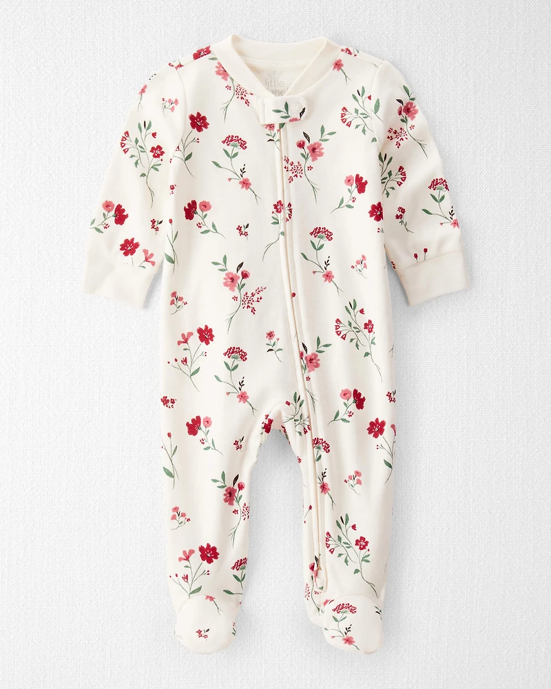 Baby Organic Cotton Sleep & Play Pyjamas Rosethorn Hollow Print