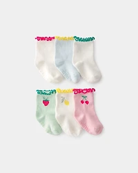 Baby Girl 6-Pack Fruit Crew Socks