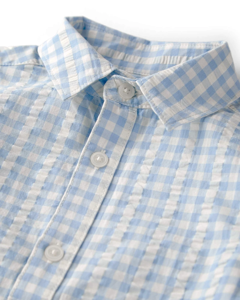 Toddler Boy Gingham Button-Front Shirt Made with Organic Cotton