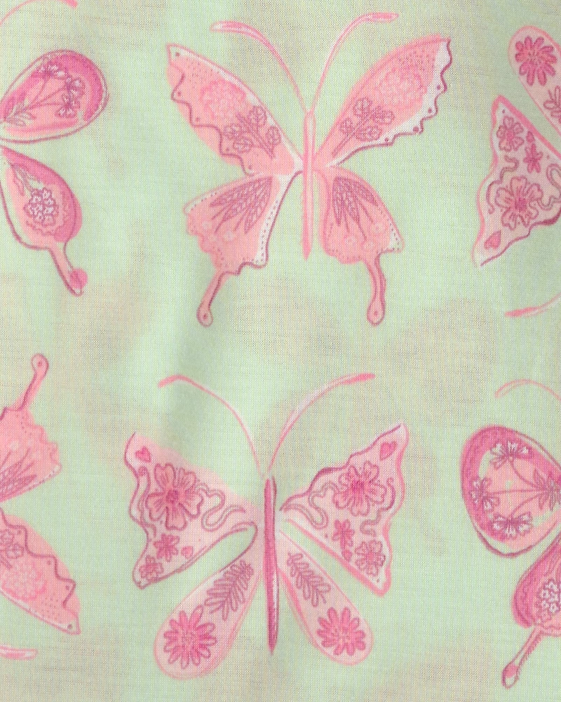 Toddler Girl Butterfly Loose Fit 2-Piece Pyjama Set - Green