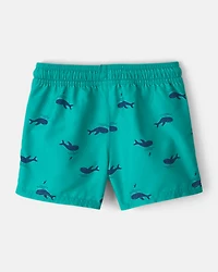Toddler Boy 2-Piece Whale Long-Sleeve Rashguard & Swim Trunks Set - Green
