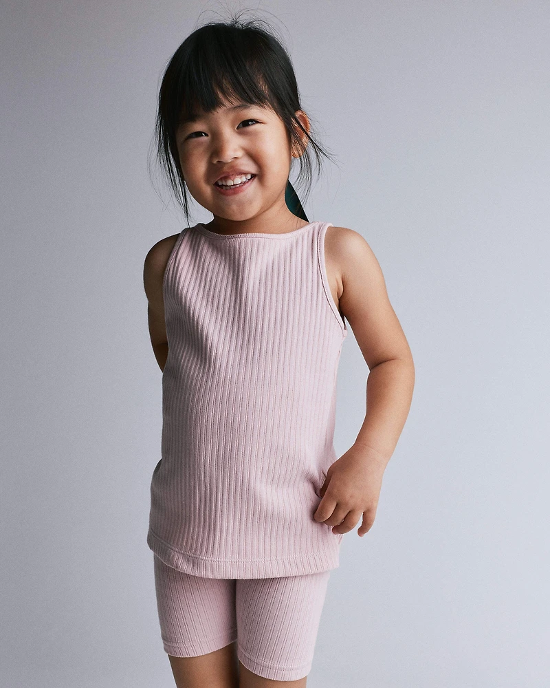 Toddler Girl Ribbed Playtime Tank - Rose