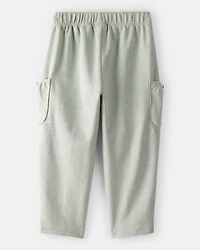 Toddler Girl Bow Pocket French Terry Pants - Green