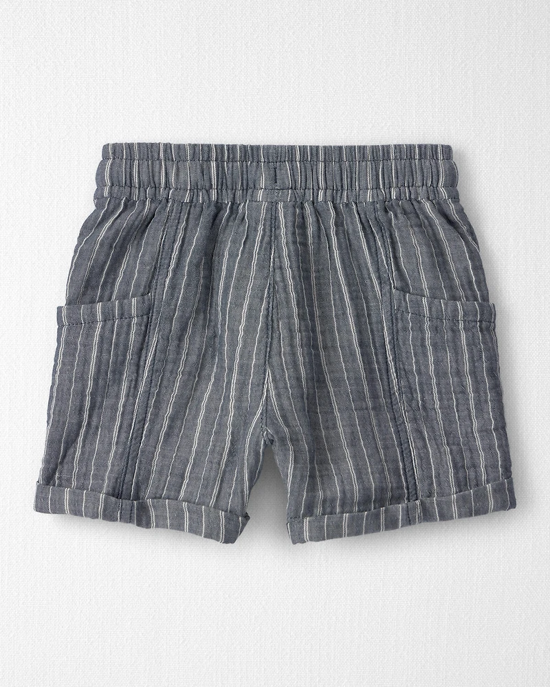 Toddler Boy 2-Piece Organic Cotton Gauze Short Set Cream