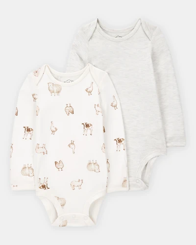 Baby 2-Pack Animal Print Long-Sleeve Bodysuits