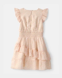 Girls Floral Smocked Dress - Pink
