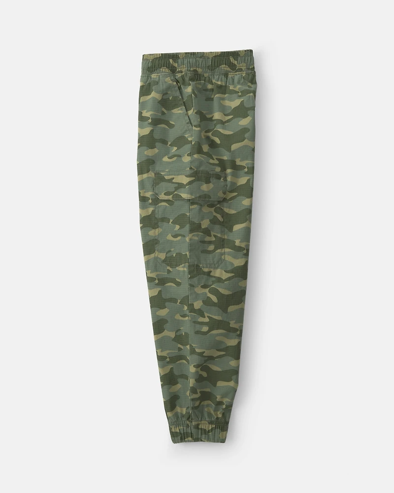 Boys Camo Cargo Joggers - Olive Green