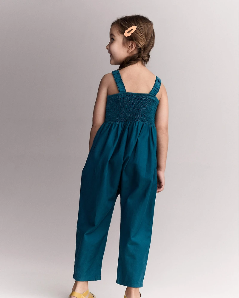 Toddler Girl Pleated Wide-Leg Overalls - Teal