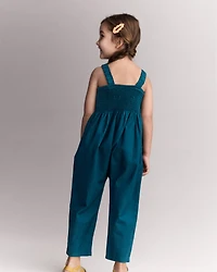 Toddler Girl Pleated Wide-Leg Overalls - Teal