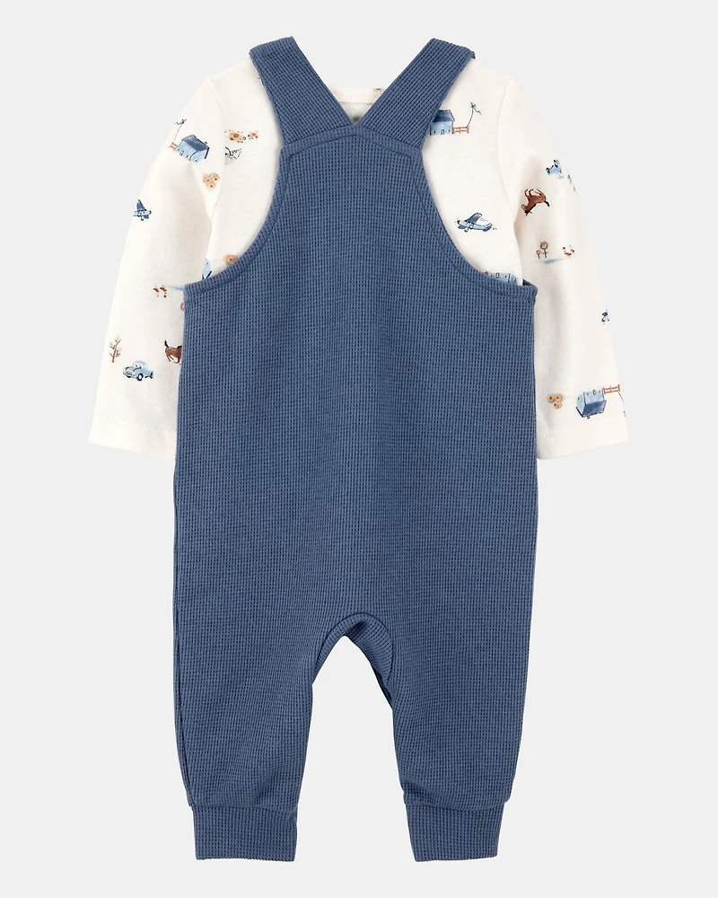 Baby 2-Piece Long-Sleeve Tee & Thermal Coverall Set