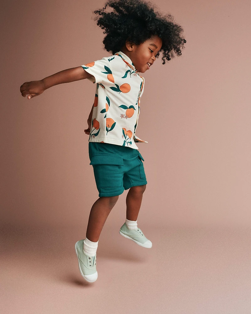 Toddler Boy French Terry Cargo Shorts - Green