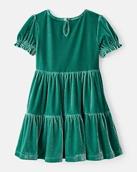 Toddler Girl Velour Dress - Green