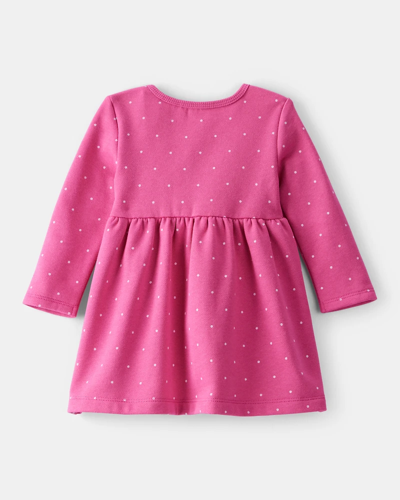 Baby Girl DayDream Fleece Polka Dot Knit Dress - Pink