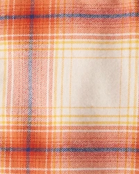 Baby Boy Plaid Cotton Long-Sleeve Hooded Button-Down Shirt - Orange