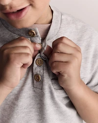 Toddler Boy Button-Front Tee - Grey