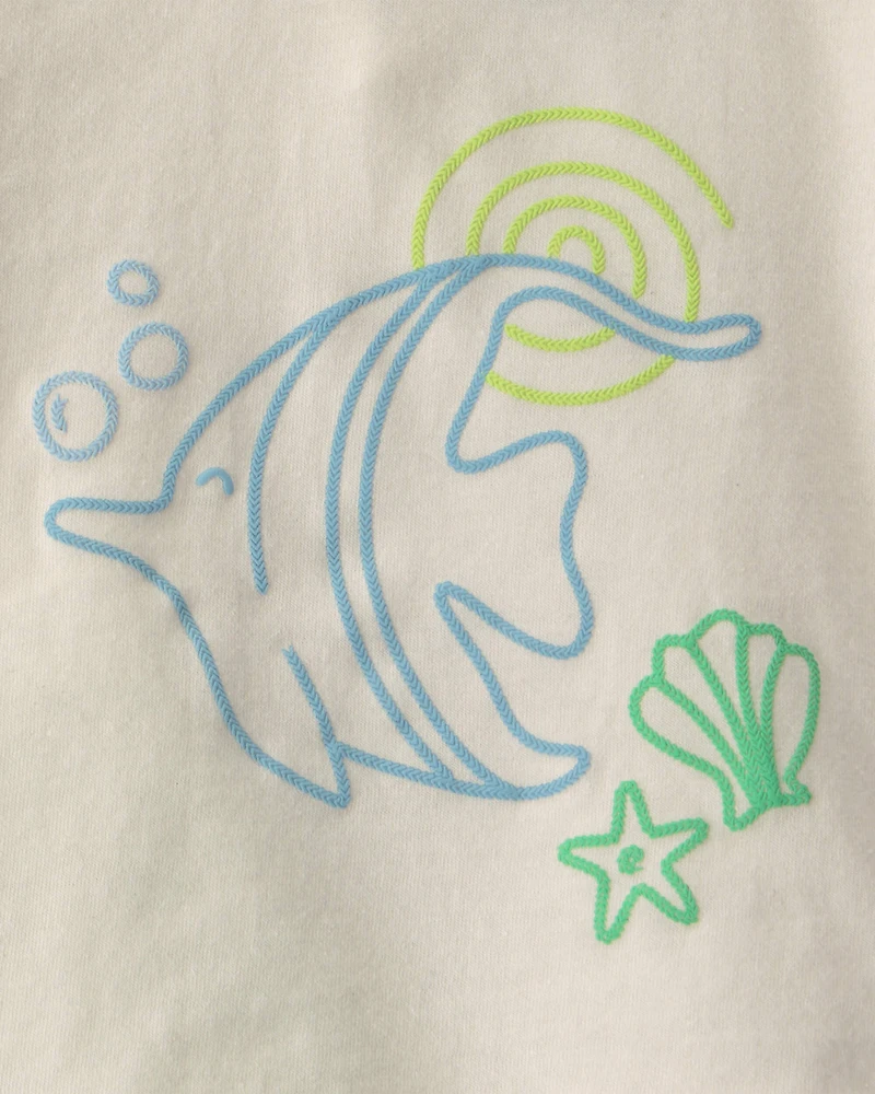 Baby Girl 2-Piece Fish Top & Short Set - Cream/Green