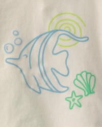 Baby Girl 2-Piece Fish Top & Short Set - Cream/Green