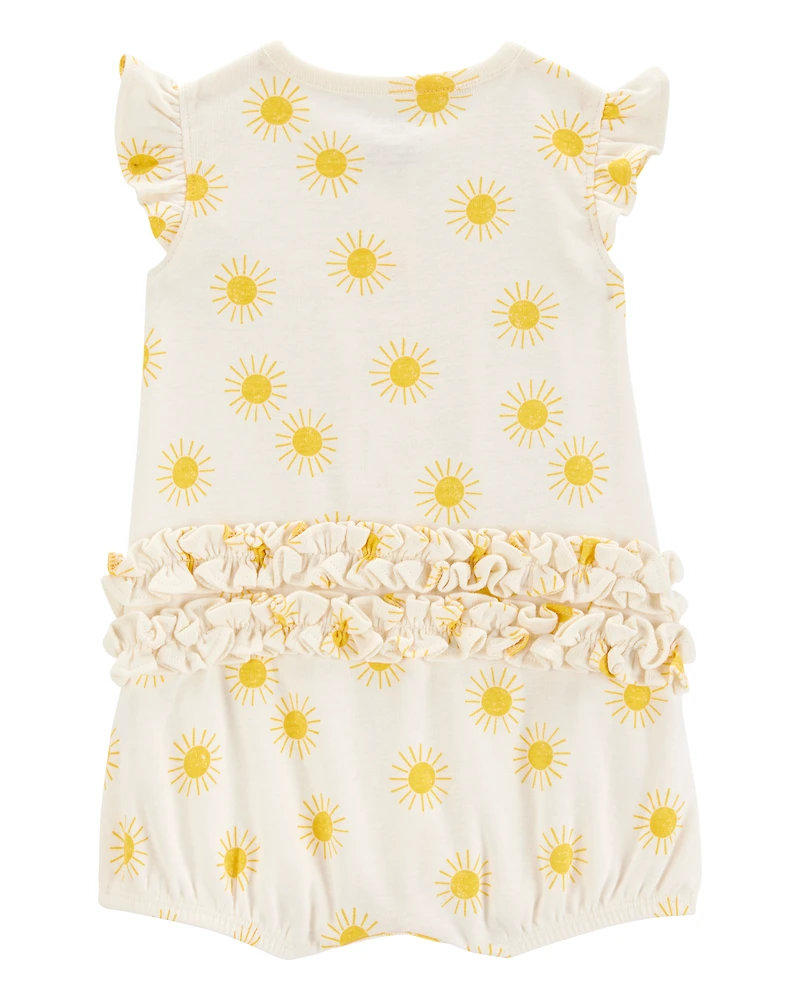 Baby Girl Sun Cotton Short-Sleeve Romper - Cream