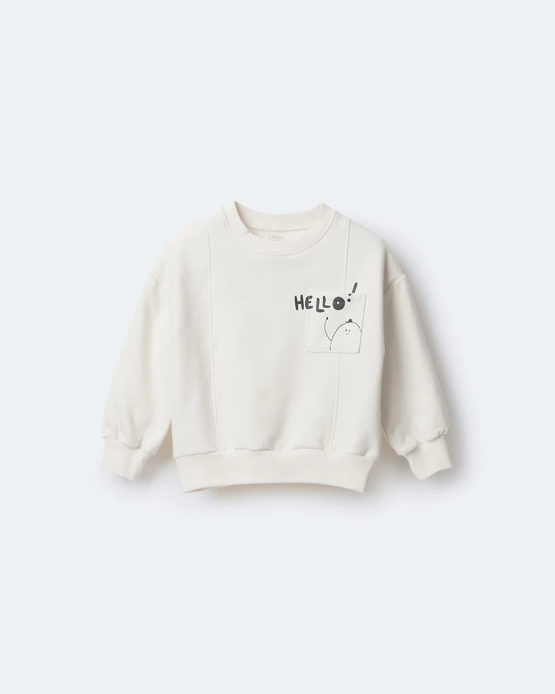Toddler Hello!' Pullover Sweatshirt - Cream