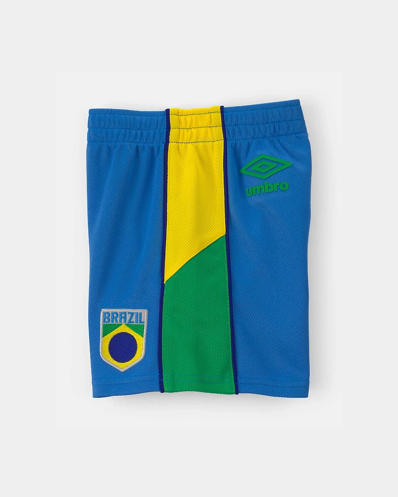 Toddler Umbro Brazil Mesh Soccer Shorts - Blue/Yellow/Green