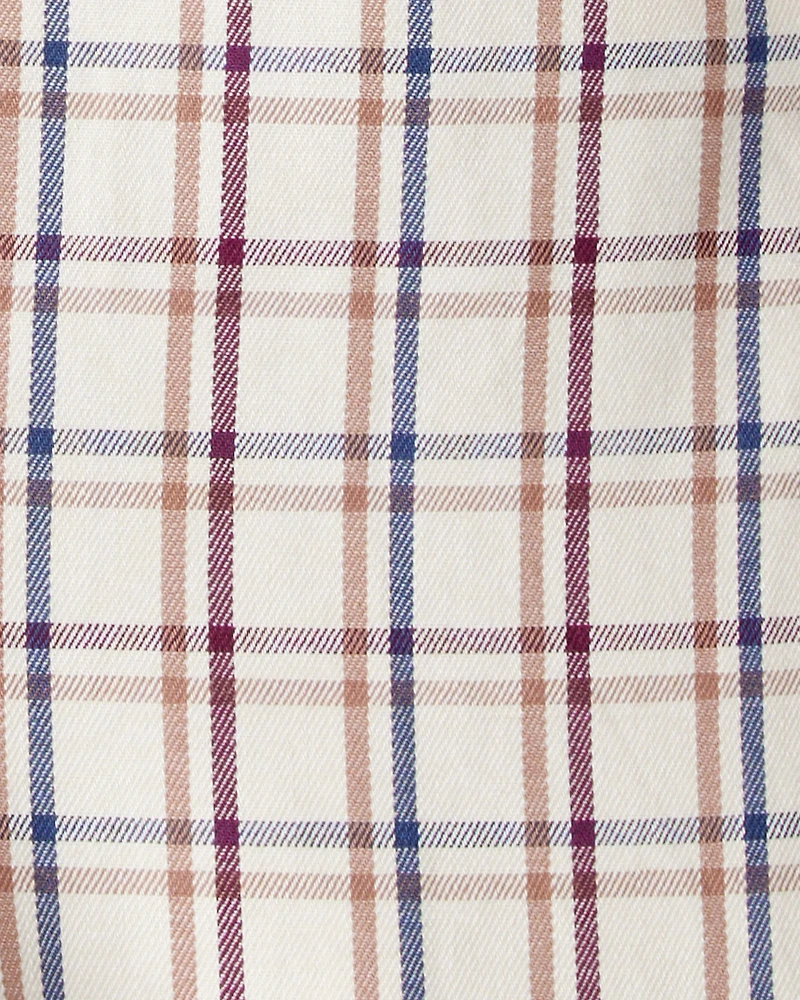 Baby Boy 2-Piece Plaid Overall Set - Maroon/Ivory