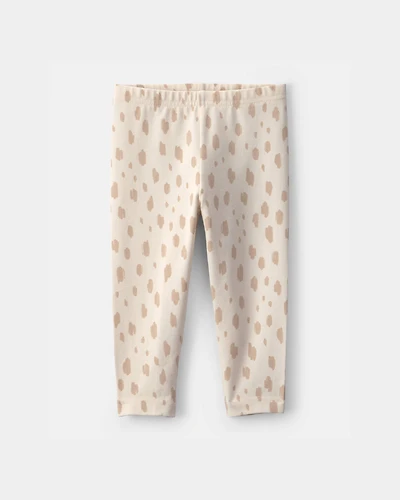 Baby Girl Dots Pull-On Stretch Leggings - Cream