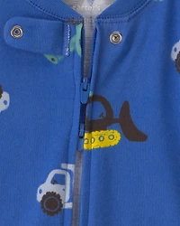 Baby Boy 1-Piece Construction 2-Way Zip 100% Cotton Snug Fit Pyjama - Blue