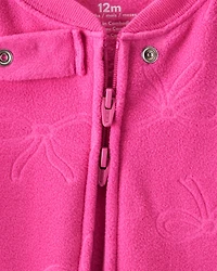 Baby Girl Bow Loose Fit Long-Sleeve 2-Way Zip 1-Piece pyjamas - Pink