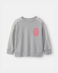 Boys Surf French Terry Long-Sleeve Pullover Sweatshirt - Grey