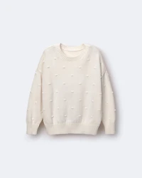 Toddler Girl Popcorn Sweater - Cream