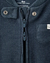 Baby Boy Cotton Long-Sleeve Sleeper - Navy Blue