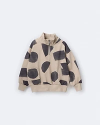 Toddler Boy Quarter-Zip Sweatshirt with Shapes - Khaki