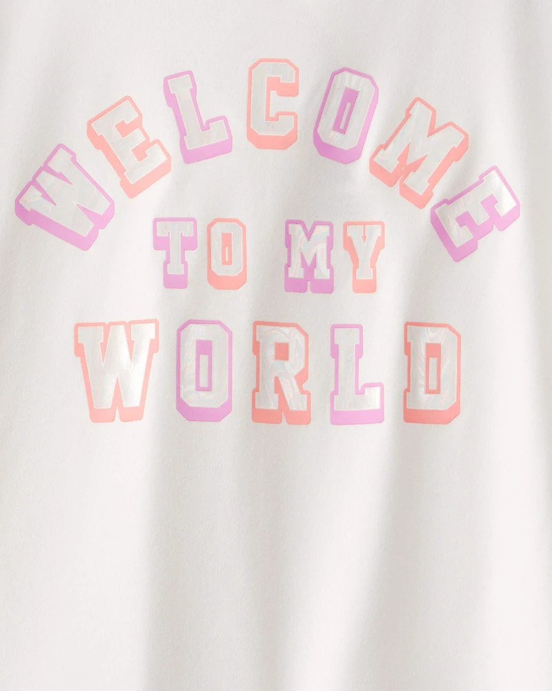 Girls 'Welcome to My World' Active Top - White