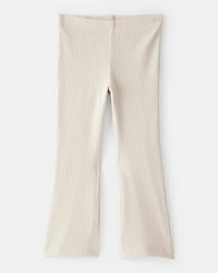 Toddler Girl Rib Pull-On Stretch Flare Leggings - Cream