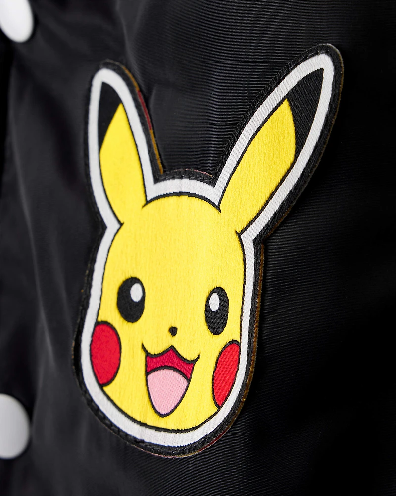 Boys Pokémon Pikachu Long-Sleeve Bomber Fashion Jacket - Black/Yellow
