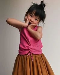 Toddler Girl Tie-Front Ribbed Tank - Hot Pink
