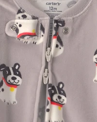 Baby Boy 1-Piece Dog 2-Way Zip DreamPlush Snug Fit Footed Pyjama - Grey
