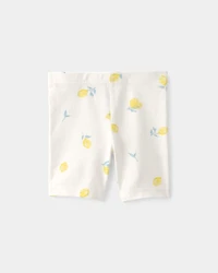 Toddler Girl Lemon Bike Shorts - Cream