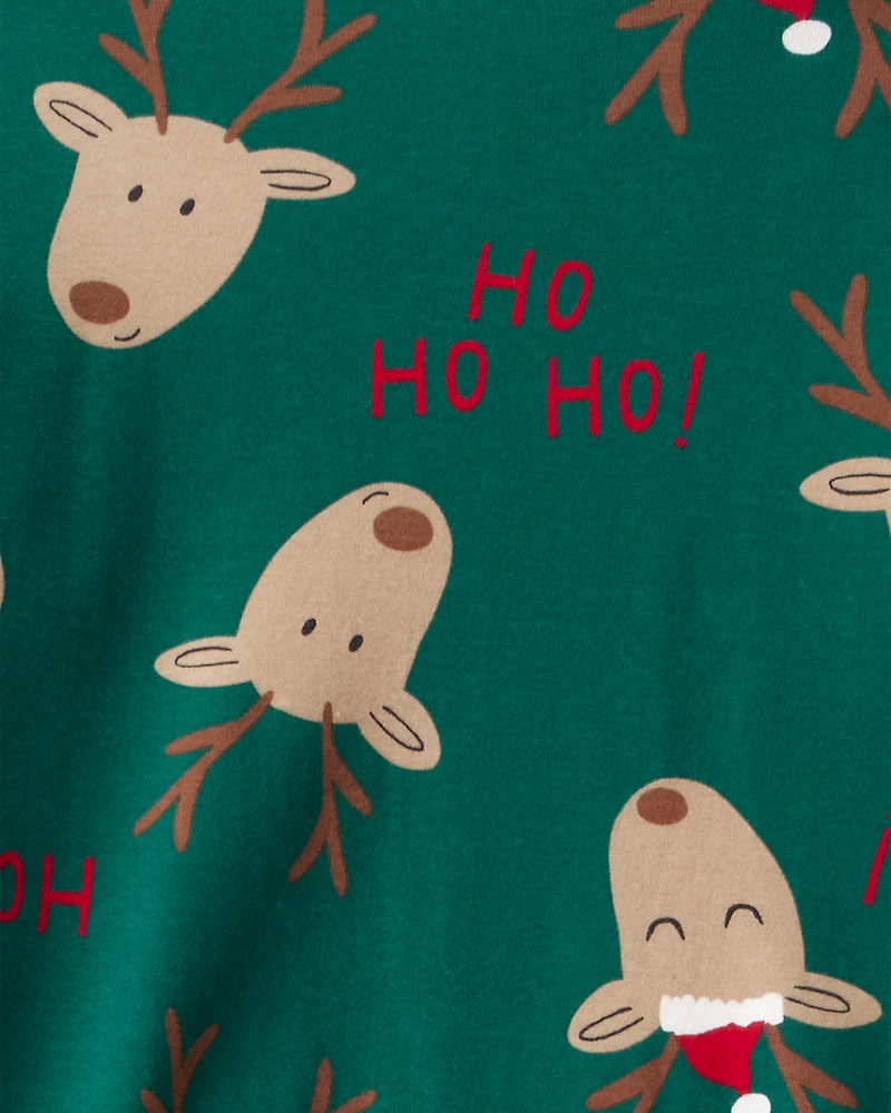 Adult Reindeer Snug Fit 2-Piece Pajamas - Green