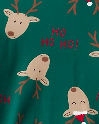 Adult Reindeer Snug Fit 2-Piece Pajamas - Green