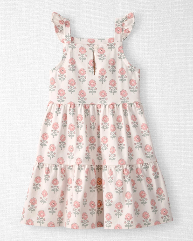 Toddler Girl Organic Cotton Tiered Dress Rosebud Petal Print
