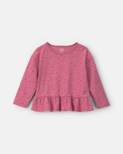 Toddler Girl Heart Long-Sleeve Top - Pink