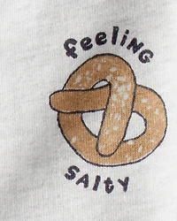 Baby Boy 3-Piece 'Feeling Salty' Pretzel Jacket Outfit Set - Grey/Brown