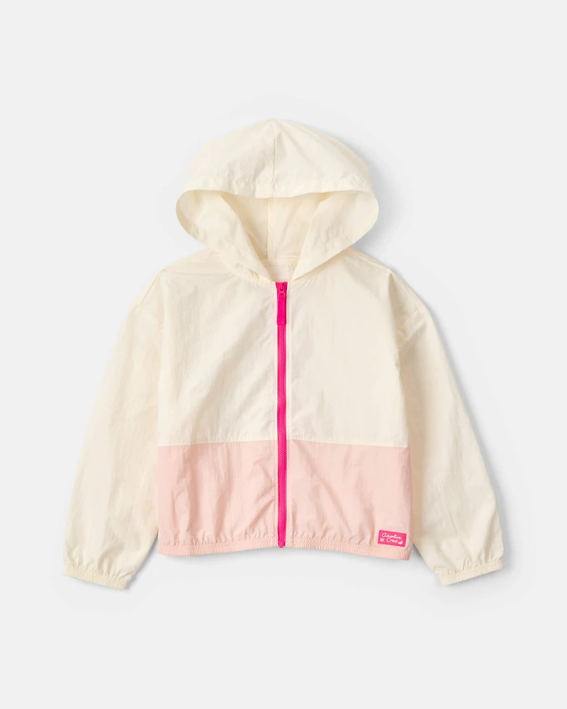 Girls Colourblock Zip-Up Jacket - Ivory/Pink