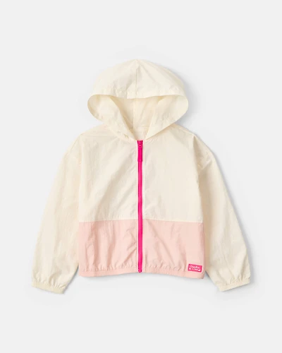 Girls Colourblock Zip-Up Jacket - Ivory/Pink