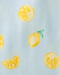 Girls Lemon 100% Cotton Snug Fit 4-Piece Pyjama Set - Blue/Yellow