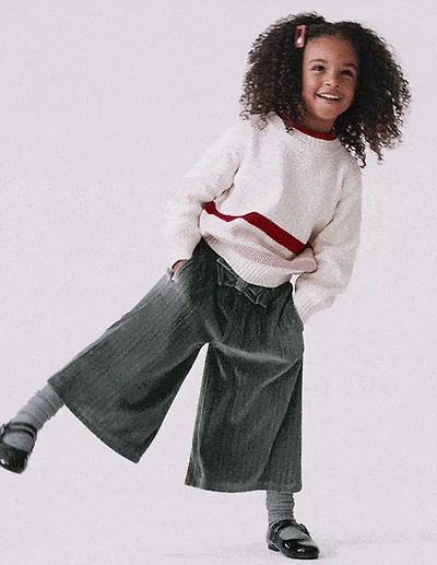 Toddler Girl Velvety Wide-Leg Pant with Bow - Dark Green