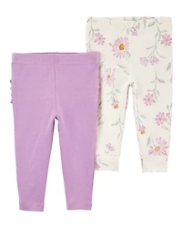 Baby Girl 2-Pack Floral Pull-On Pants